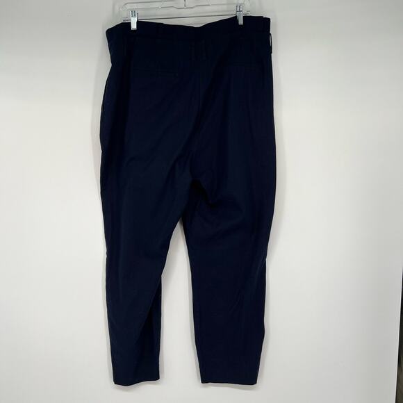 Boden St. Ives Hi-Rise Paperbag Pants Women's Sz 12L Navy Blue Ankle Linen Blend - Picture 3 of 9